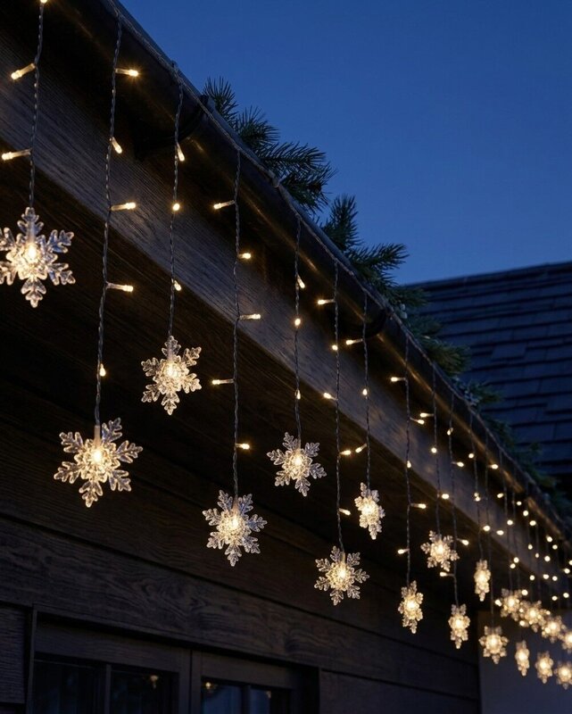 90 Warm White LED Icicle Lights With Snowflakes | 2.1m — image 4