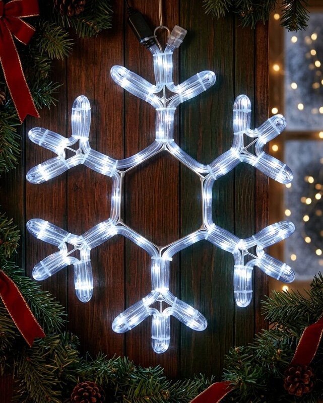 40cm Snowflake Star Cool White LED Outdoor Christmas Rope Light Display — image 4