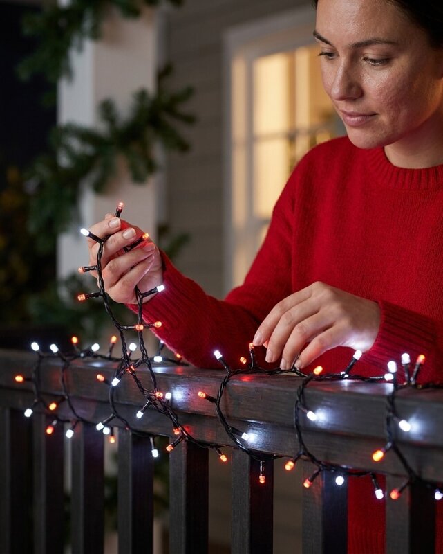 1000 Red & Cool White LED String Fairy Lights 8 Function With Timer | 50m — image 3