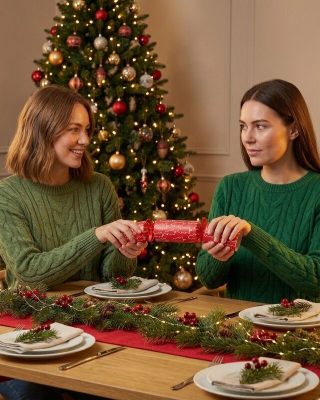 50x Red With Tree Silhouettes Pattern Christmas Bon Bons (Crackers) | 31cm — image 3
