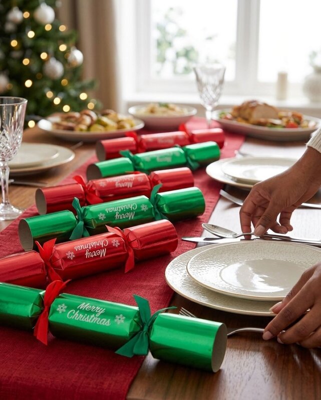 50x Red & Green Foil Merry Christmas Bon Bons (Crackers) | 29cm — image 4