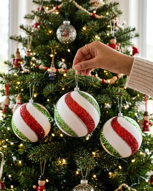 3x Dynamic White Signature Heritage Glitter Swirl Baubles | 12cm — image 4