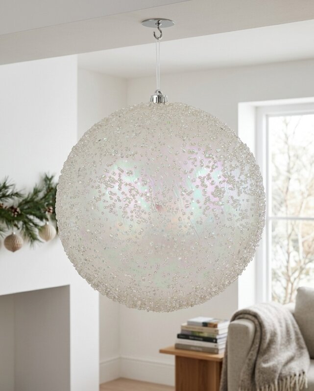 Clear Iridescent Beaded Monumental Large Display Bauble | 30cm — image 4