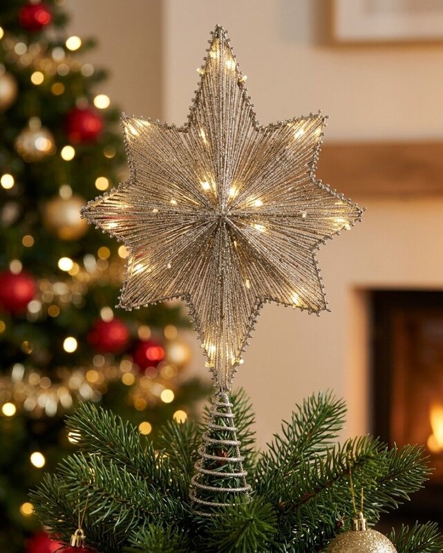 Large Warm White LED Champagne Star Of Bethlehem Tree Topper | 42cm — image 2