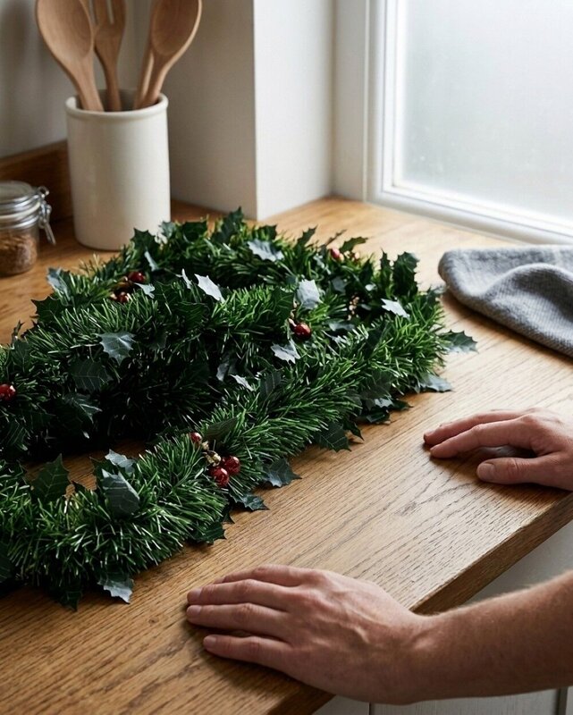 Classic 8ply Holly & Red Berries Fir Christmas Tinsel Garland | 5m x 90mm — image 4