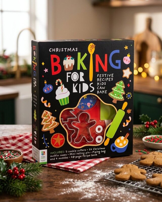 Kids Christmas Baking & Cookie Cutter Kit With 48-Page Recipe Book | 11 Pieces — image 2
