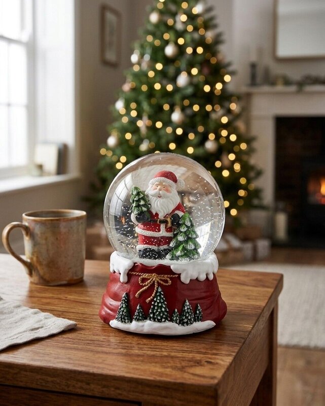 10cm Santa & Pine Trees Wind Up Musical Waterball Snow Globe — image 4