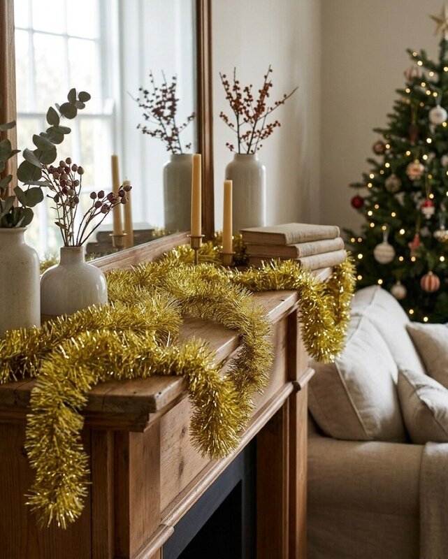 Premium 8ply Gold Metallic Fir Christmas Tinsel Garland | 5m x 10cm — image 4