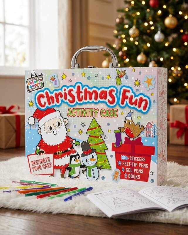 Colour & Carry Christmas Activity Case Art Kit With Pens & Stickers | 100+ Pieces — image 2