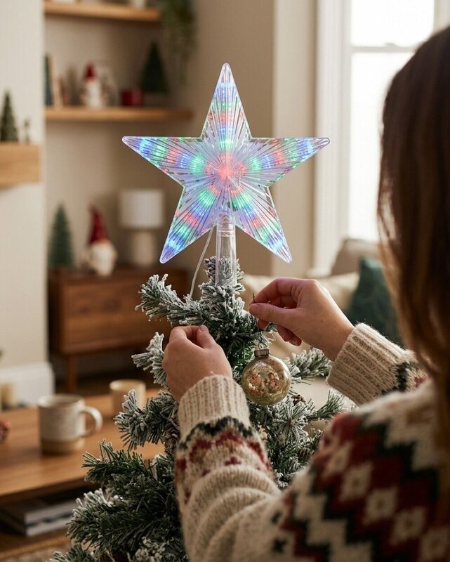 Large Multi Colour LED Star Christmas Tree Topper | 22cm — image 4
