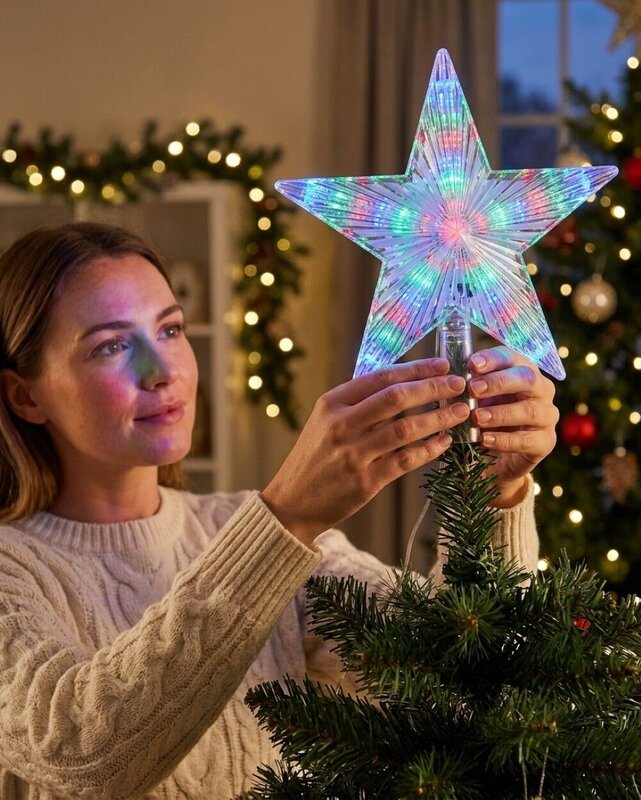 Large Multi Colour LED Star Christmas Tree Topper | 22cm — image 3