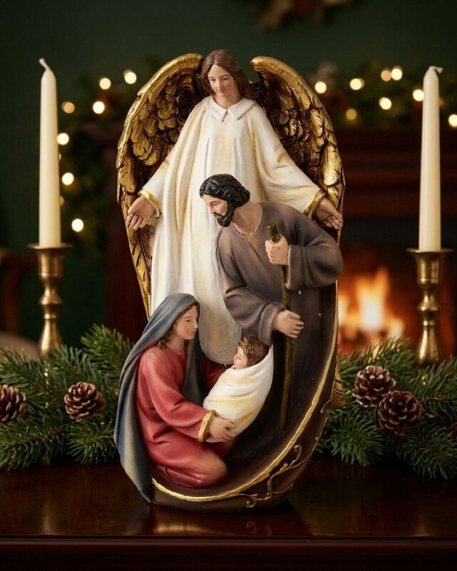 Angel Of Nativity & Holy Family Embossed Resin Ornament | 19cm — image 2