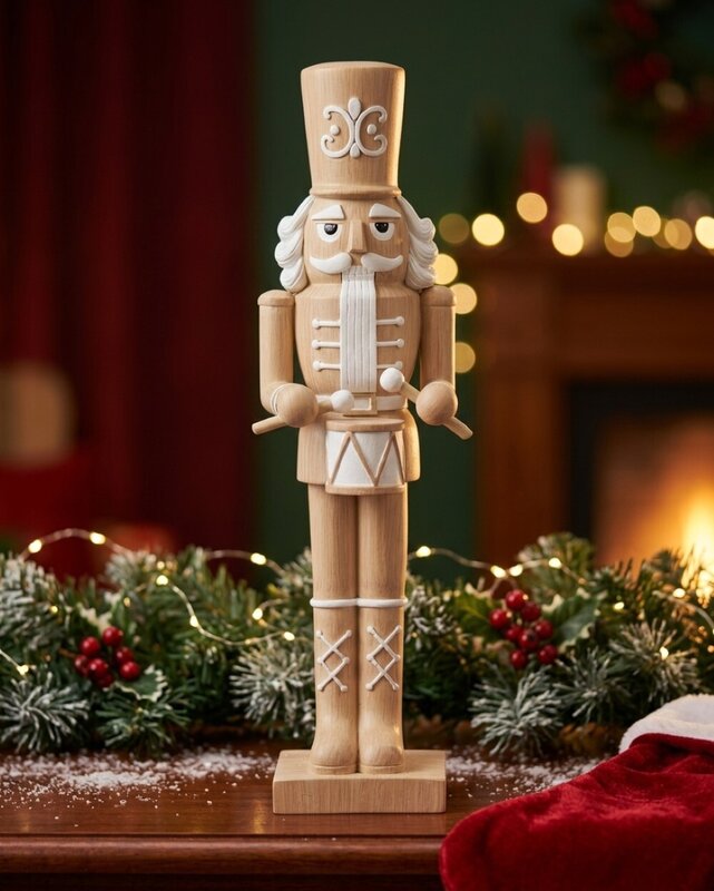 26cm Wooden Look Toy Soldier Drummer Boy Resin Figurine — image 2