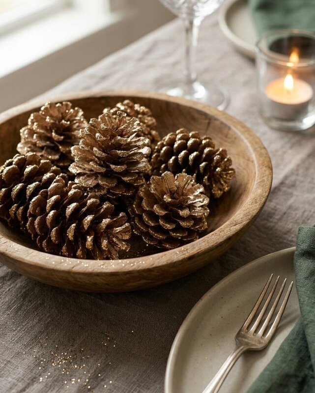 Natural Large Champagne Glittered Pinecones | 200g — image 4