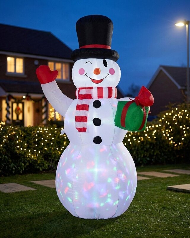 2.1m Winking & Greeting Snowman With LED Disco Light | Outdoor Inflatable — image 2
