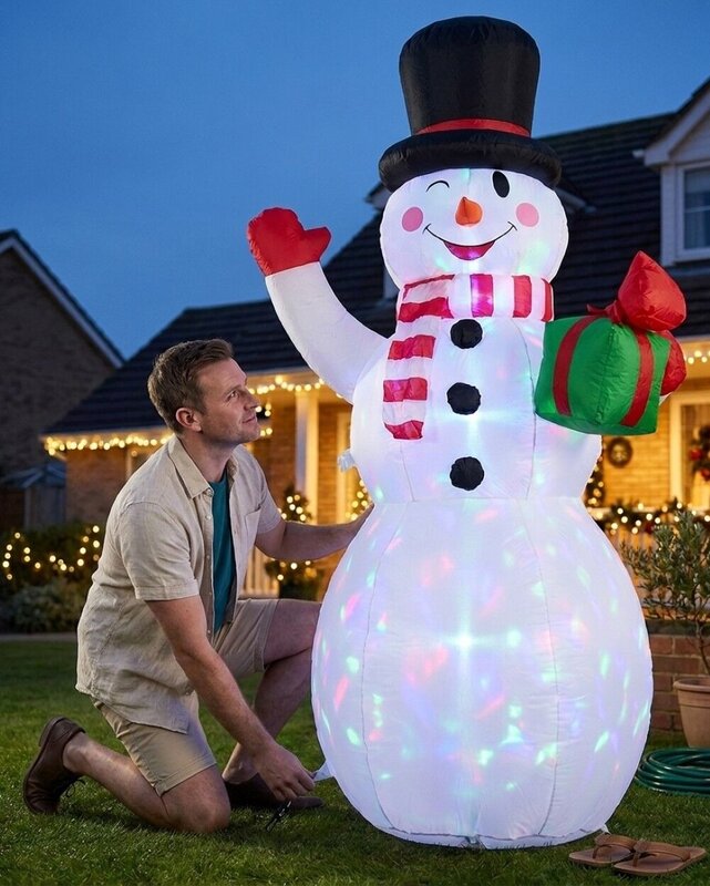 2.1m Winking & Greeting Snowman With LED Disco Light | Outdoor Inflatable — image 3