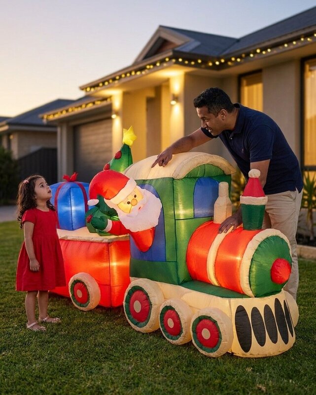 2.4m Santa Express Train Inflatable Display | LED Outdoor Locomotive Scene — image 3