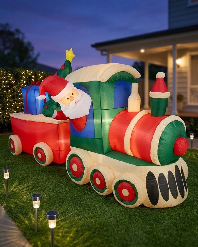 2.4m Santa Express Train Inflatable Display | LED Outdoor Locomotive Scene — image 2