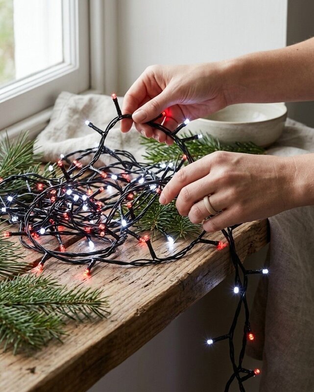 500 Red & Cool White LED String Fairy Lights 8 Function With Timer | 25m — image 4