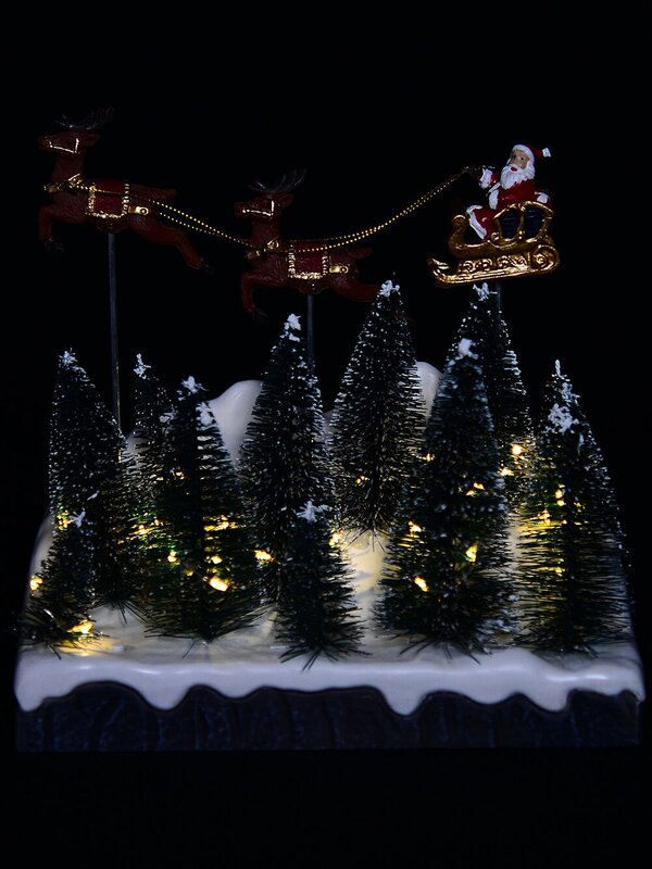 Animated Flying Santa Sleigh Over Snowy Forest With LED Lights | 21cm — image 5