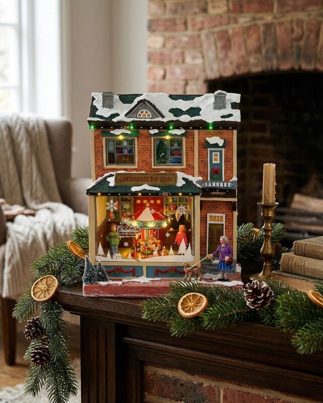 Musical Toy Store Village Building Scene With LED Chasing Lights | 28cm — image 4
