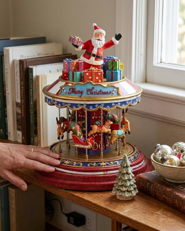 Animated Musical Santa Christmas Carousel With Chasing LED Lights | 27cm — image 4