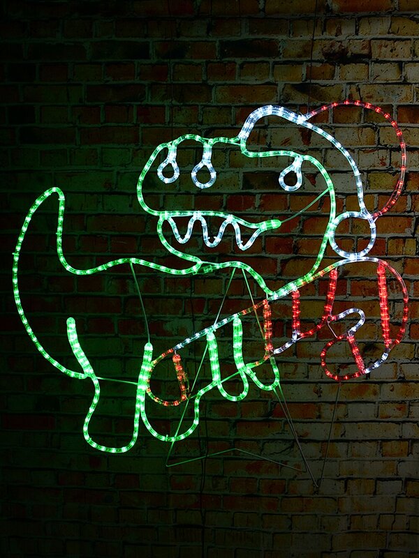 1.1m Dynamic Dinosaur With Candy Cane Outdoor Christmas LED Light Display — image 5