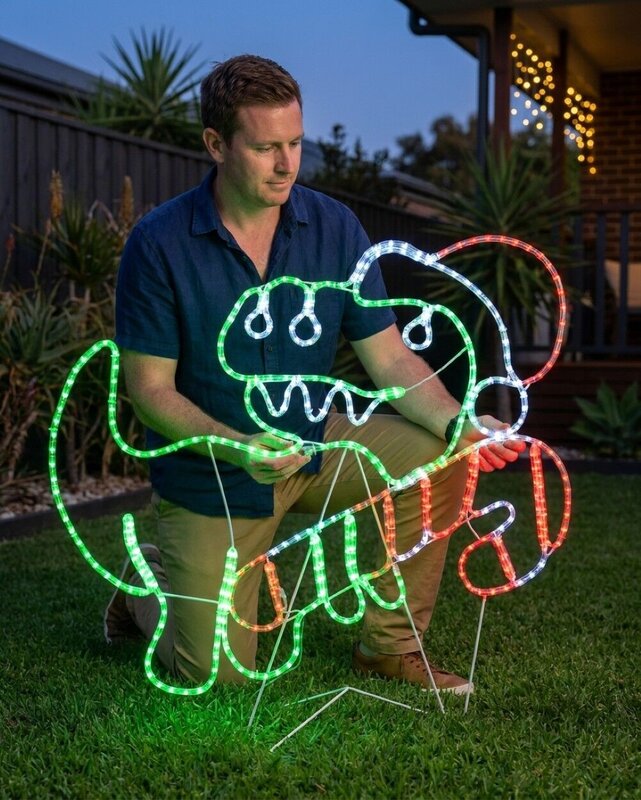1.1m Dynamic Dinosaur With Candy Cane Outdoor Christmas LED Light Display — image 3
