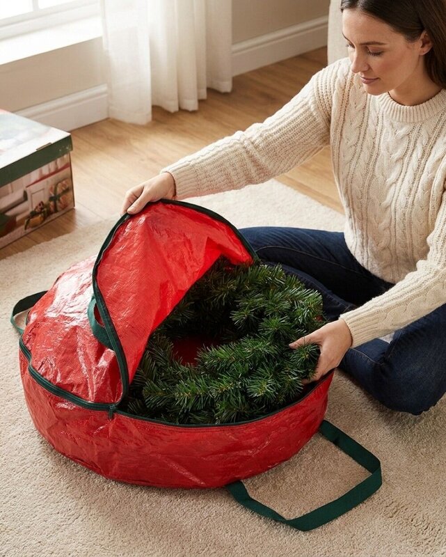 Christmas Wreath Storage Bag | Heavy Duty Case Fits Wreaths Up To 76cm — image 3