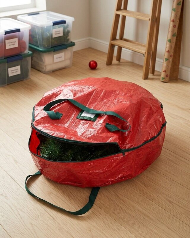 Christmas Wreath Storage Bag | Heavy Duty Case Fits Wreaths Up To 76cm — image 2