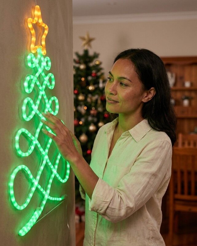 81cm Green & Orange Wavy Loop Pattern Christmas Tree Light Display — image 3