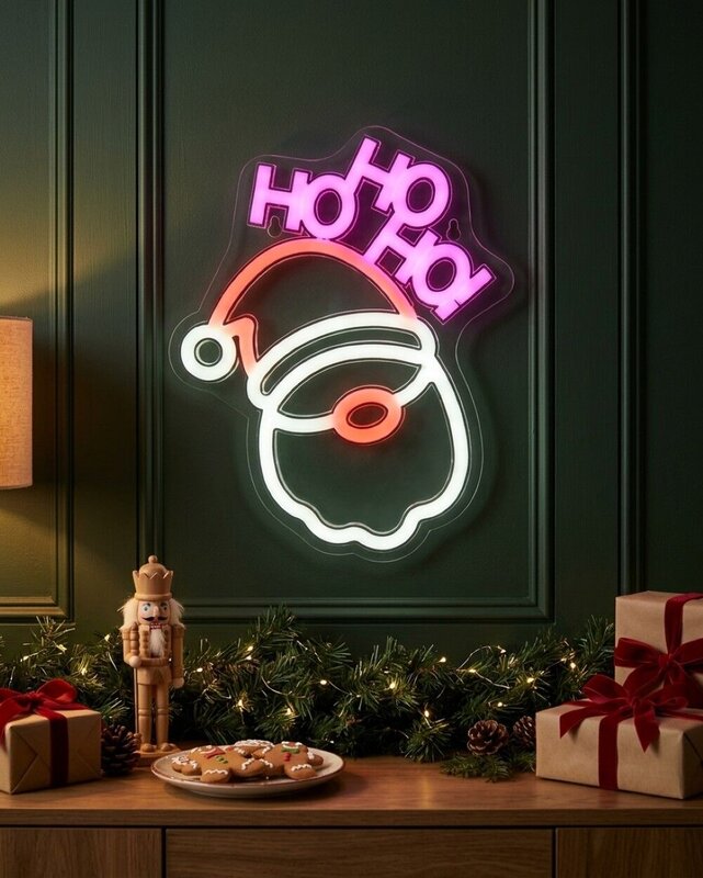 26cm Santa & Ho Ho Ho Indoor Neon LED Display On Acrylic Board — image 4