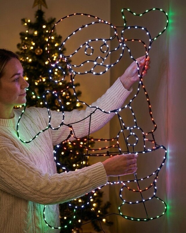 78cm Jolly Posing Santa On Black Frame Outdoor LED Light Display — image 3