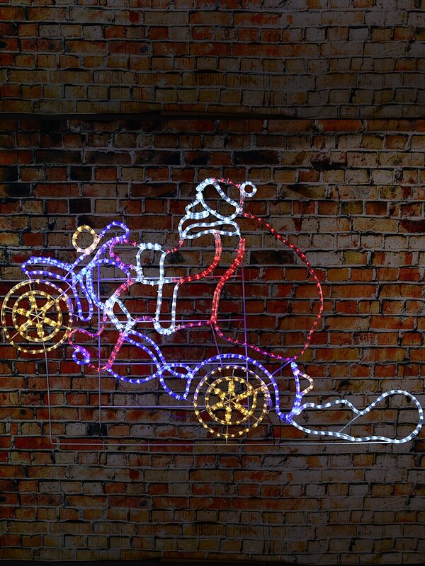 1.5m Dynamic Taking Off Santa On Motorcycle Christmas LED Light Display — image 5