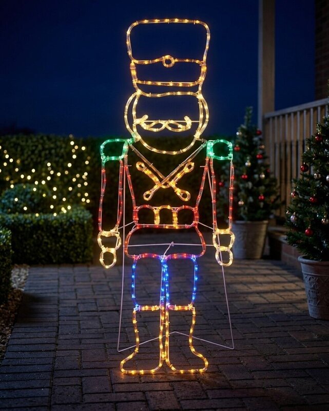 1.5m Tin Soldier Drummer Boy Outdoor Multi Colour LED Light Display — image 2