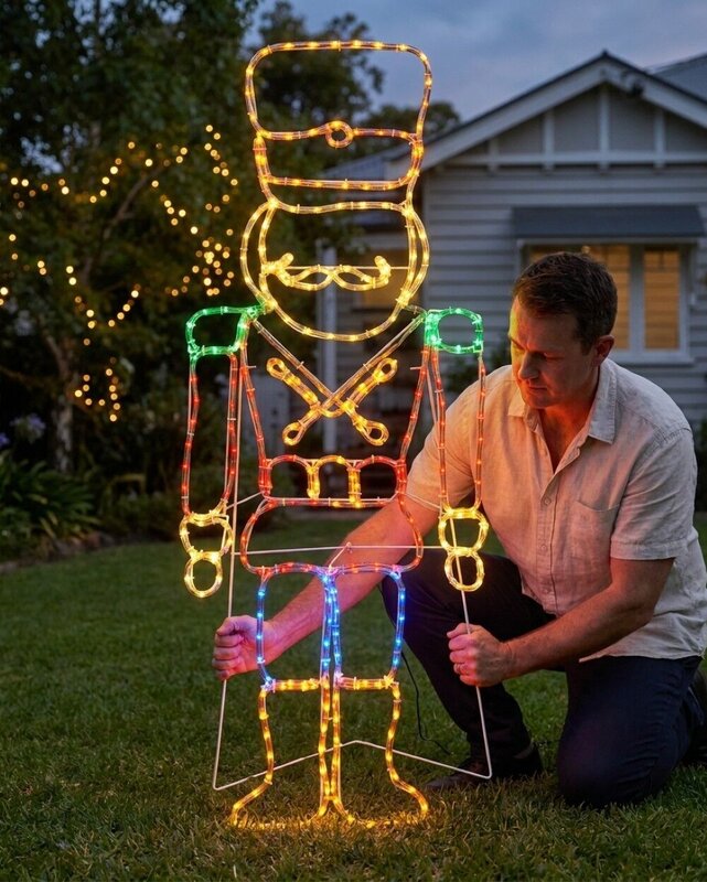 1.5m Tin Soldier Drummer Boy Outdoor Multi Colour LED Light Display — image 3