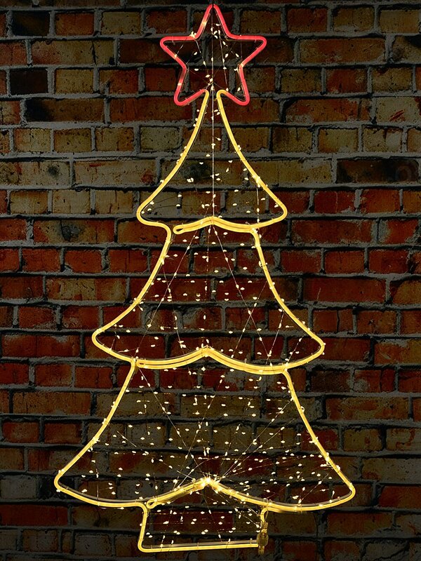 98cm Warm White Neon & String LED Christmas Tree With Red Star Light Display — image 5