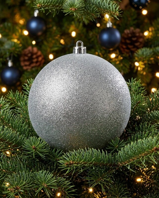Majestic Silver Glitter Large Display Bauble | 20cm — image 2