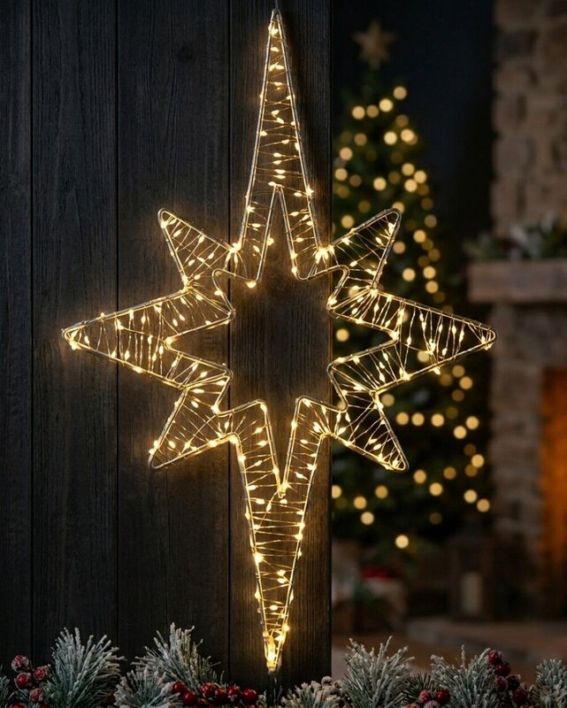 59cm Warm White LED Northern Star String Light Display — image 2