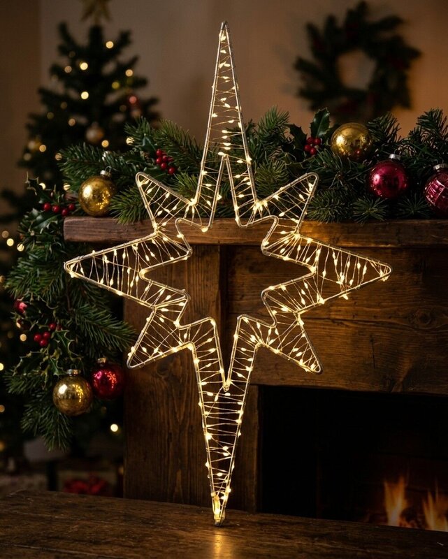 59cm Warm White LED Northern Star String Light Display — image 4