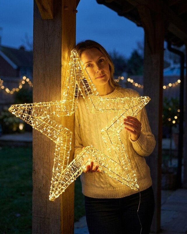 80cm Neutral White LED Lucid Star 3D Outdoor Motif | 1700 Seed Bulbs — image 3