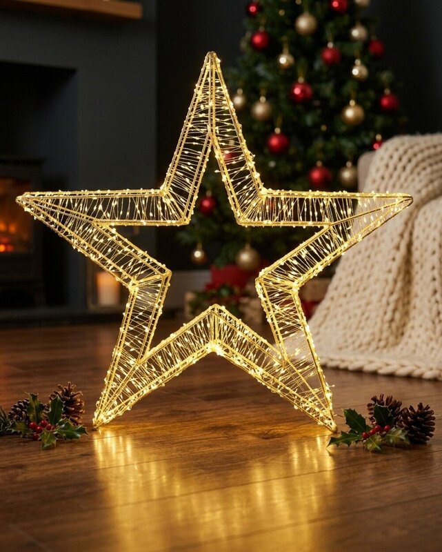 80cm Neutral White LED Lucid Star 3D Outdoor Motif | 1700 Seed Bulbs — image 2