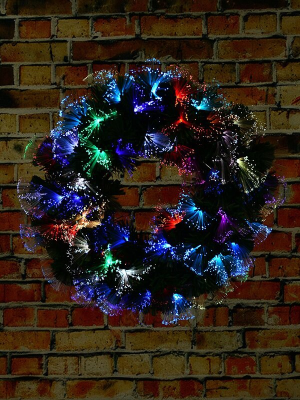 60cm Kaleidoscope Multi Colour LED Fibre Optic Christmas Wreath | 80 Tips — image 5