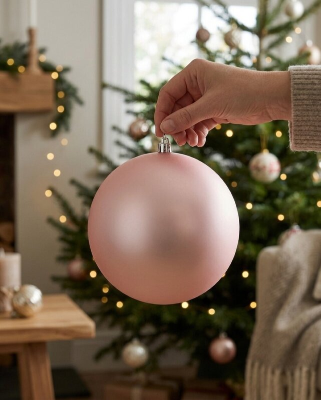 2x Lustrous Light Rose Gold Grand Matte Baubles | 15cm — image 4