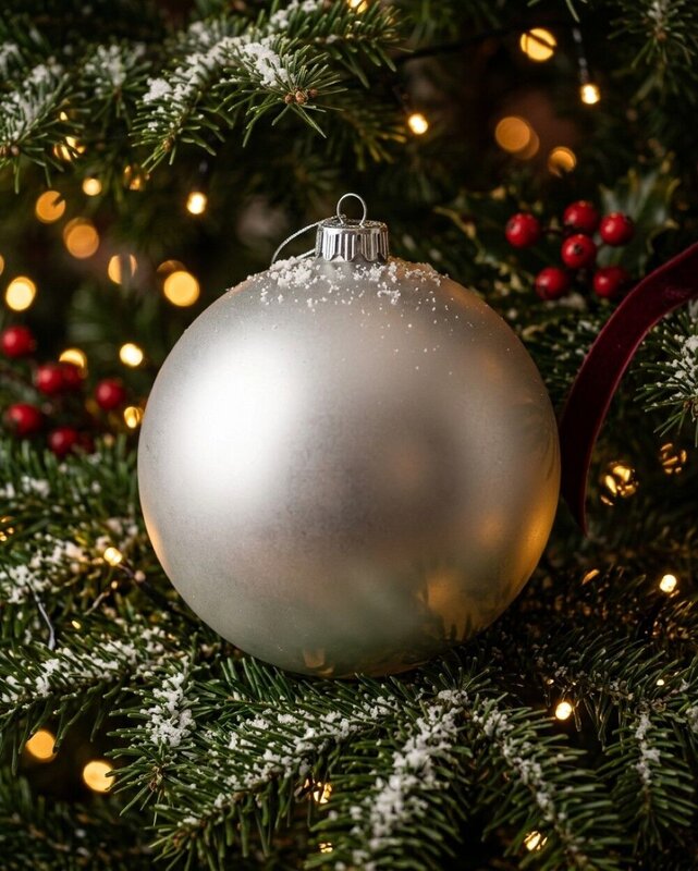 Majestic Brushed Silver Large Display Bauble | 20cm — image 4