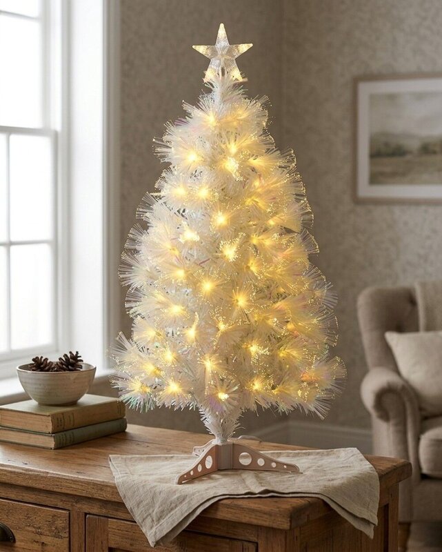 90cm Iridescent Glow Pine Warm White Dynamic LED Fibre Optic Tree | 80 Tips — image 4