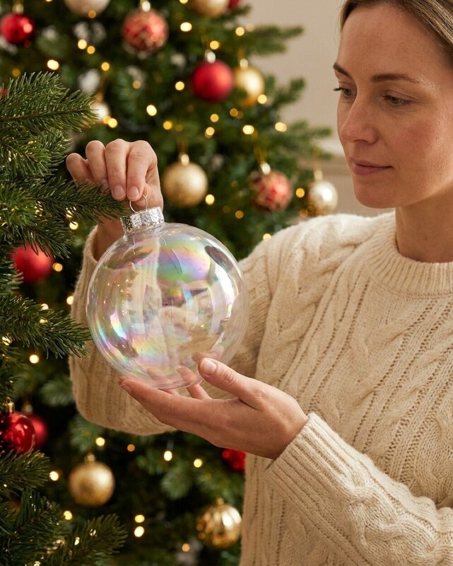 2x Lustrous Clear Grand Iridescent Soap Bubble Baubles | 15cm — image 3