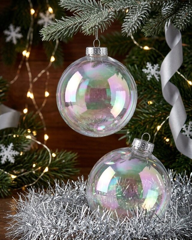 2x Lustrous Clear Grand Iridescent Soap Bubble Baubles | 15cm — image 2