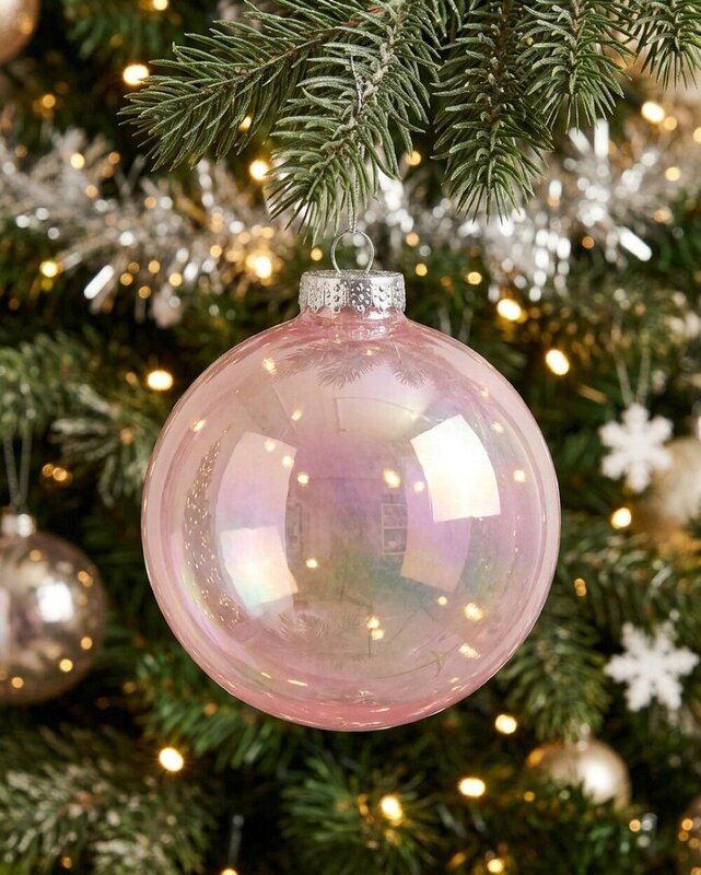 2x Lustrous Pink Tinted Grand Iridescent Soap Bubble Baubles | 15cm — image 2