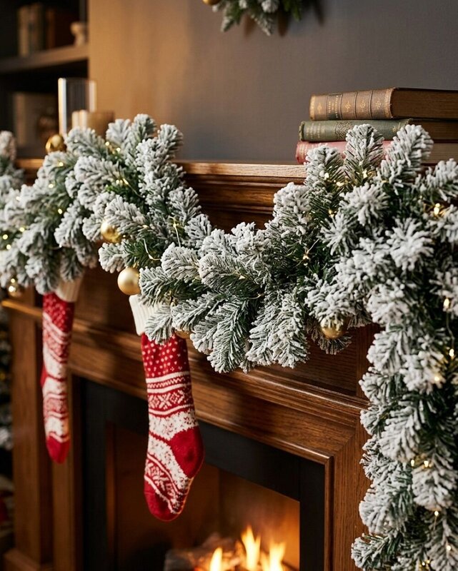 2.7m Dawn White Moderately Flocked Spruce Christmas Garland | 180 Tips — image 2